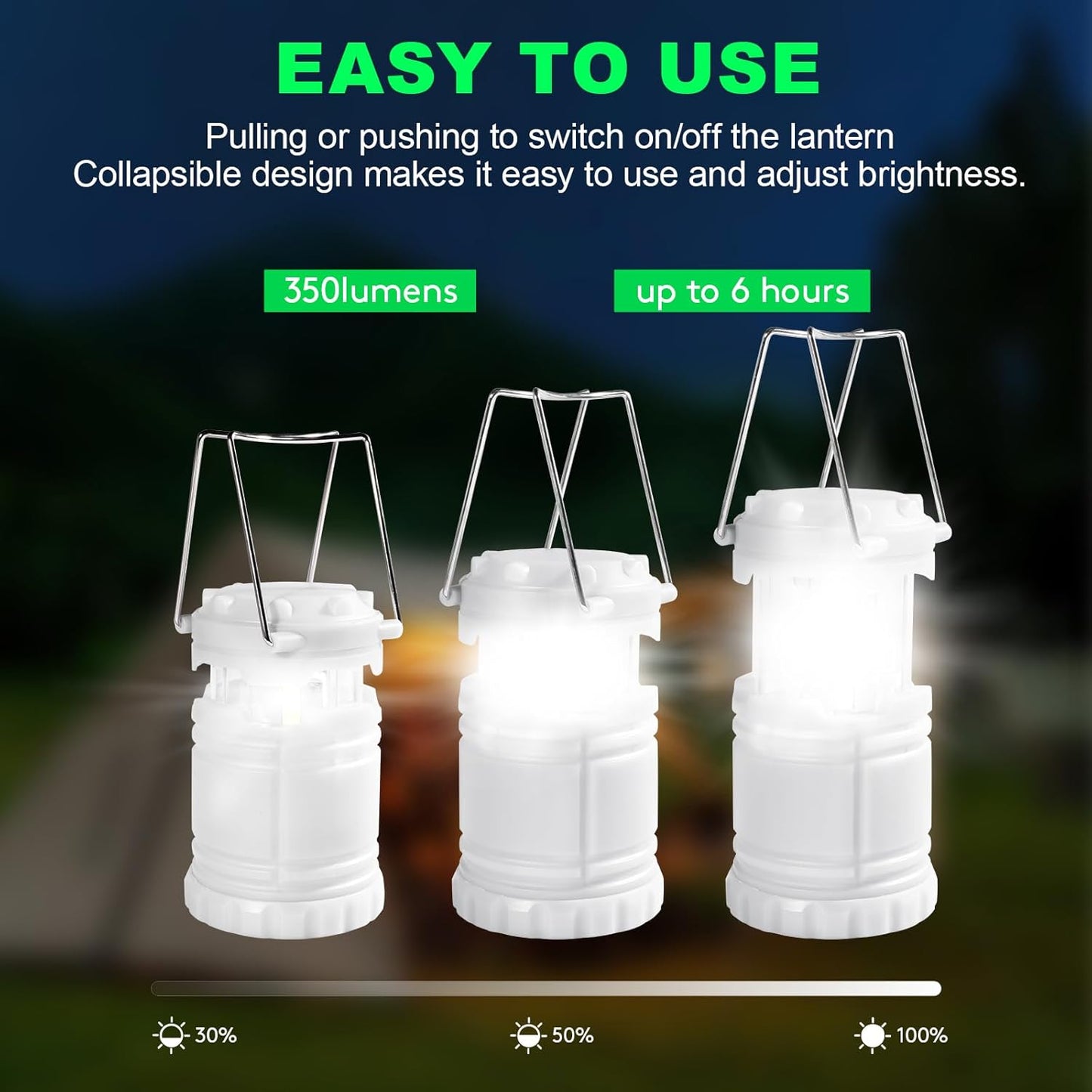 KUNHE LED 60 Pack Glow-in-The-Dark Camping Lanterns Battery Powered (Includes 180 AA Alkaline Batteries) 350 Lumens IPX4 Water Resistant Lanterns for Power Outages Emergency Hurricane Storms