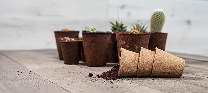 Daniel's Plants 4" Naked Pots | Large Natural Plantable Seed Starter Pots | OMRI-Listed Biodegradable Pots for Seedlings | Enhanced Aeration | Earth Friendly - Peat Free | 30 Pack 4 Inch Round