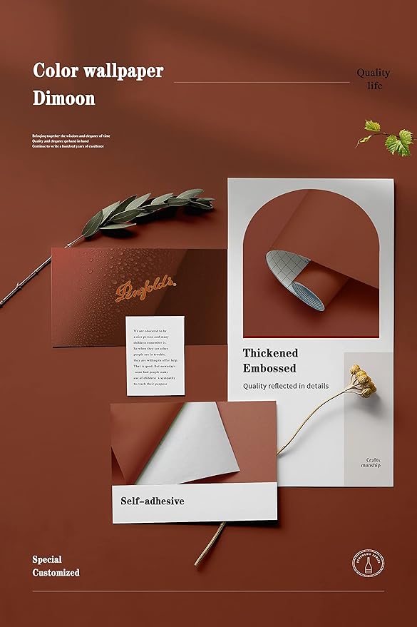 Dimoon 118''x17.7'' Orange Peel and Stick Wallpaper Contact Paper Modern Self Adhesive Wall Paper Removable Renter Friendly Textured Solid Color Shelf Cabinet Vinyl Roll (118''x17.7'',Vermilion)