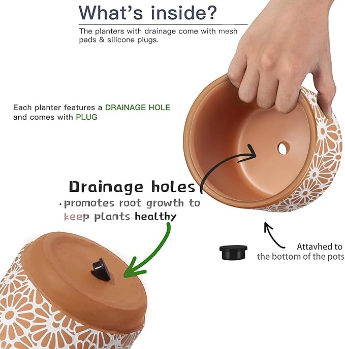 3 Piece Ceramic Plant Pots, 5.7/4.7/3.5/inch Planters with Drainage Hole, Outdoor Indoor Flower Pots Set, Modern Decorative Plant Pots for Lilies, Cacti, Succulents, Snakes, Bamboo(Red)