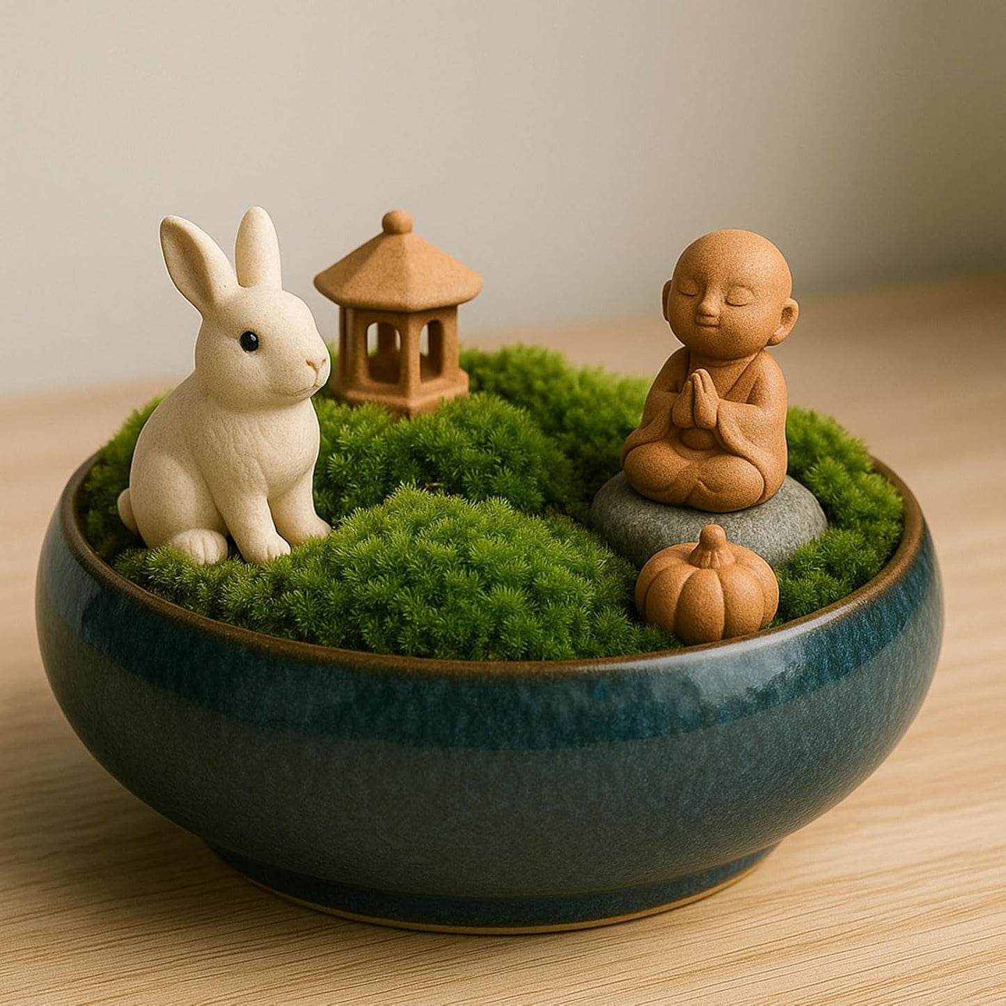 Oncpcare Lotus Bowl Planter – Ceramic Water Plant Pot Sacred Bonsai Bowl Lotus Flower, Shallow Glazed Vase for Lotus Seeds, Bonsai, Succulents, Hydroponic Plants (Blue)