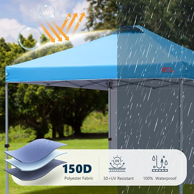 MASTERCANOPY Durable Pop-up Canopy Tent with 1 Sidewall (10'x10',Sky Blue)
