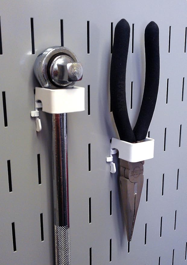 Wall Control 4 ft. Metal Pegboard Organizer - Standard Tool Storage Kit & Deluxe Hook Assortment for Slotted Tool Board - White