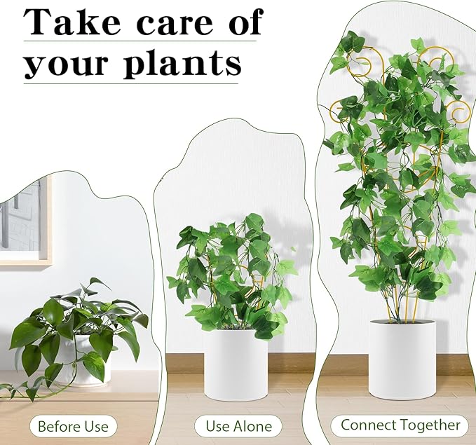 ZOUTOG Trellis for Climbing Plants Indoor 30 Inch, Houseplant Trellis for Potted Plants Metal 4Pcs for Vine Ivy Flower Support,Moon Shape,Golden