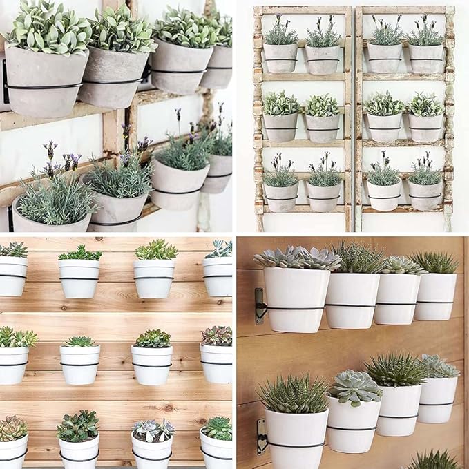 4 Pack 4in Flower Pot Holder Ring Wall Mounted Metal Planter Hooks Hangers Wall Bracket Wall Planter Hook (4, 4")