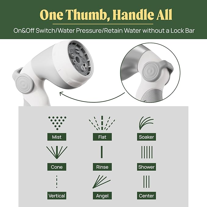 Vego Garden Hose Reel Retractable Hi-Flow x 100ft Wall Mounted Hose Reel Automatic Rewind, Any Length Lock with 9 Patterns Sprayer Nozzle, Quick Connector and Adjustable shot Nozzle-Cloud White