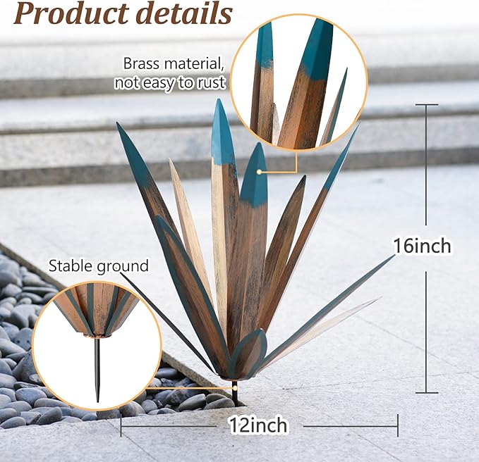 2pcs Metal Tequila Country Sculpture DIY Tequila Plant Home Decor Country Tequila Garden Ornament Indooutdoor Statuette Patio Lawn Patio Stake Decoration Gift to The Garden 16"