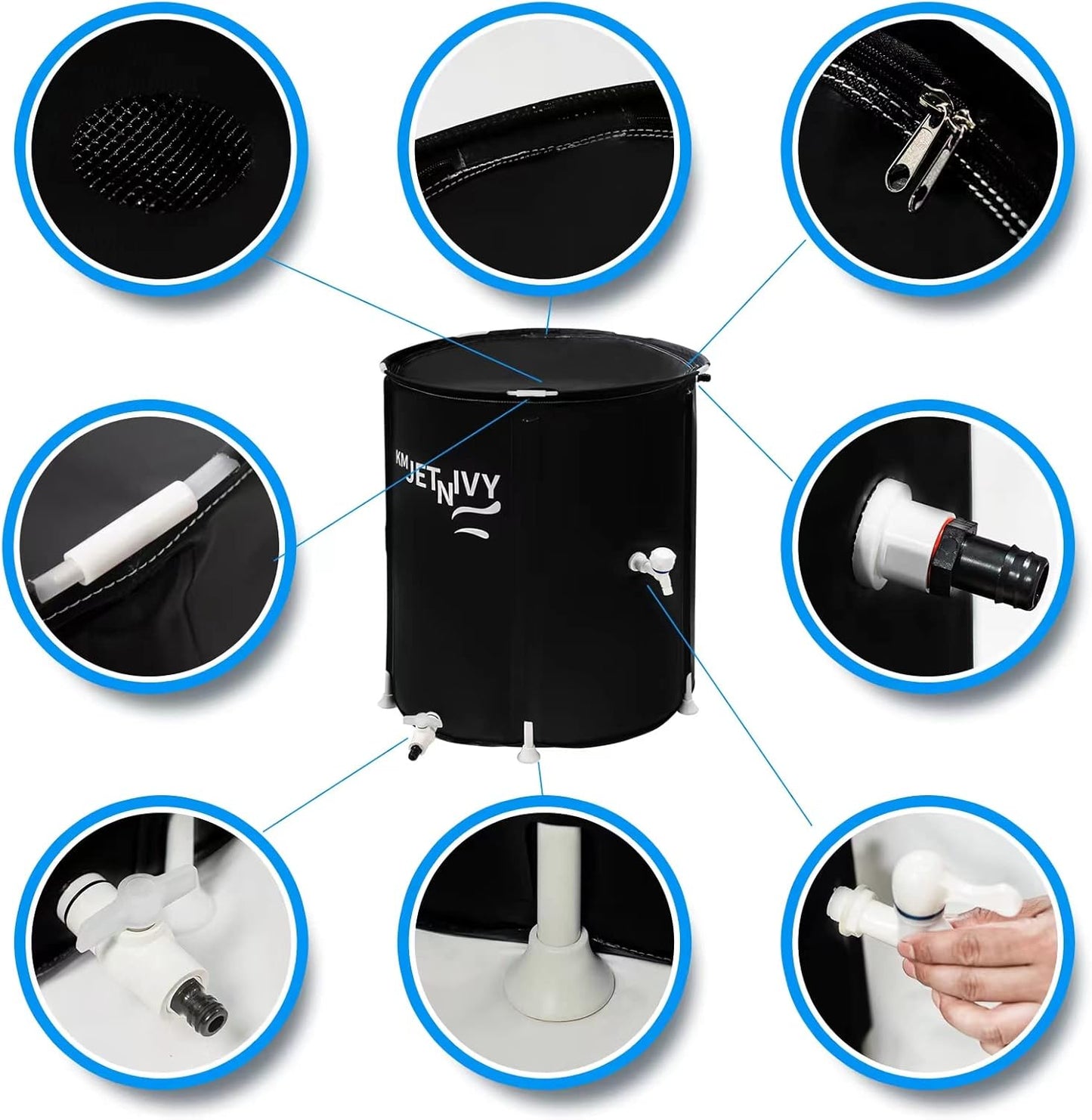 Rain Barrel 50G Anti-Collapse Collapsible Rainwater Collection System,Portable Water Storage Tank,Garden Water Catcher