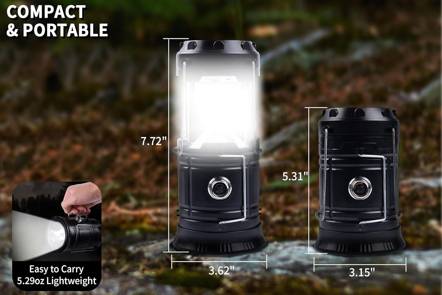 KunHe 12-Pack 1800mAh Collapsible Portable LED Camping Lantern Lightweight Waterproof USB Rechargeable LED Flashlight Kits for Indoor Outdoor Home Emergency Light Power Hiking