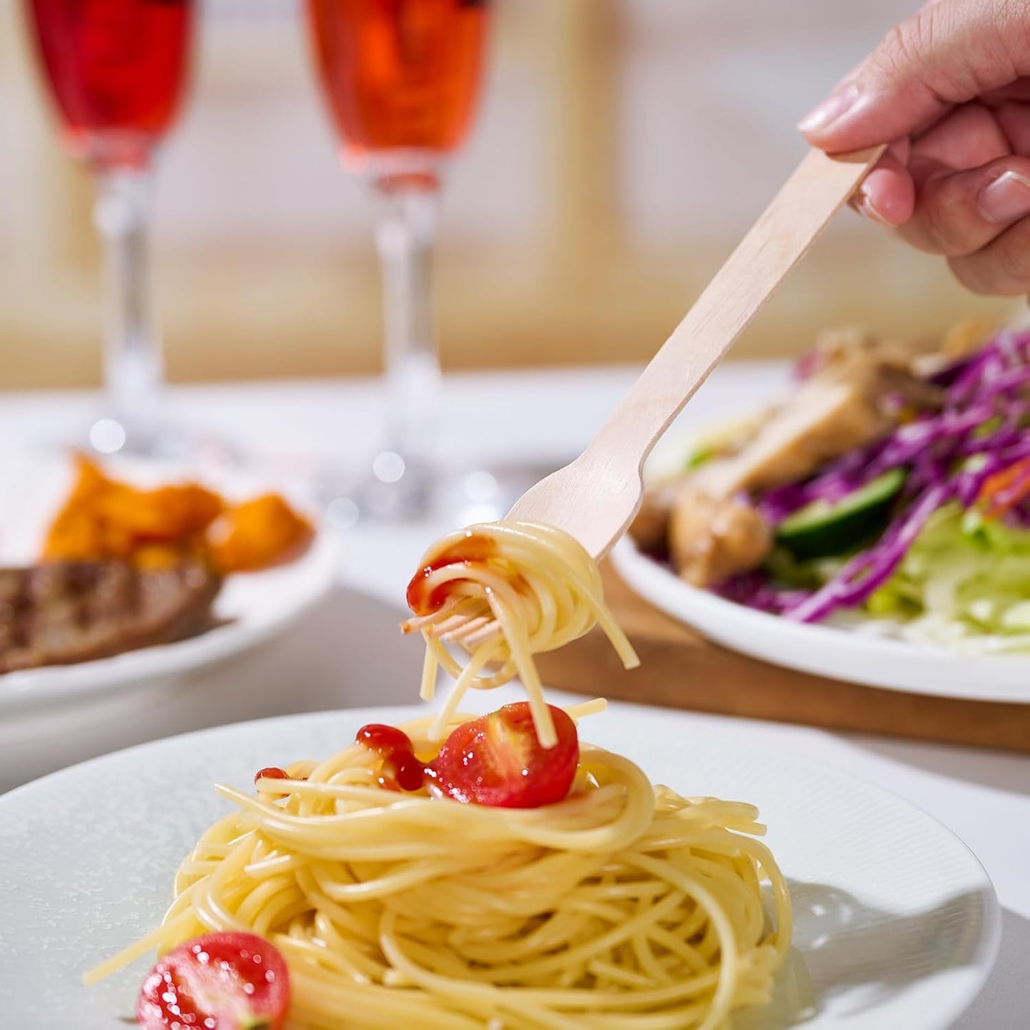 ECOLipak 300 Count Wooden Forks Disposable, Wooden Disposable Compostable Forks for Eating, Party, Camping, Traveling, Family Dinners