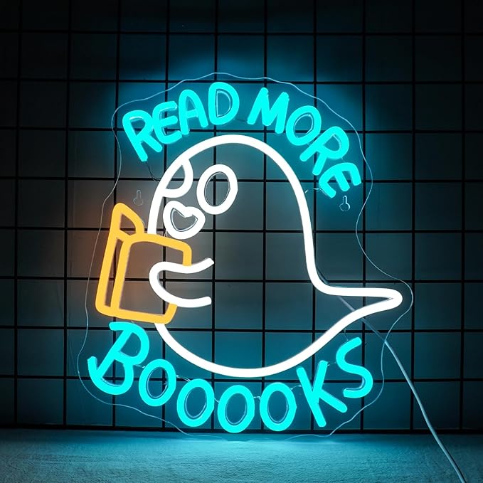 Read More Booooks Neon Sign Read More Books Neon Signs for Wall Decor Dimmable Book Neon Lights Classroom LED Light Up Boo Sign for Bedroom Bookstore Reading Room Library Study Room Decoration