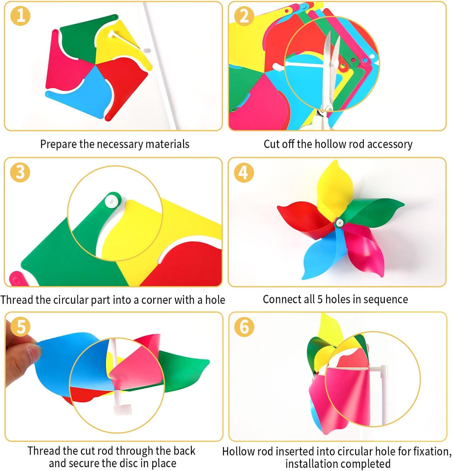 NOVWANG 20 Pack Rainbow Pinwheels, Kids' Party Gifts Flower Wind Spinners, DIY Windmill Crafts, Festival Birthday Colorful Outdoor Decorations for Garden, Lawn, Yard, Patio, Camping, Park