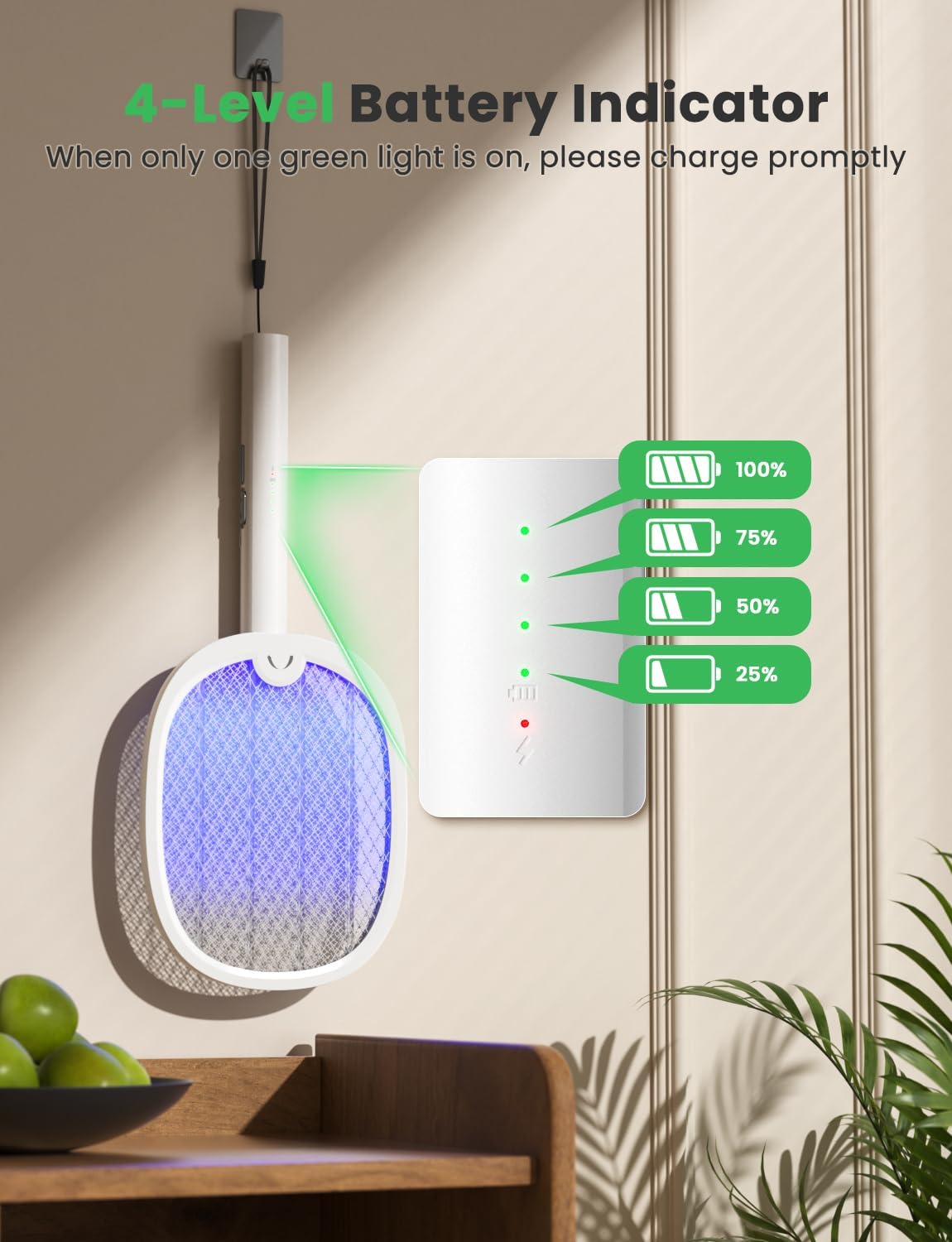 YISSVIC Electric Fly Swatter Foldable Bug Zapper Racket 2 in 1 Mosquito Killer with Purple Attractant Light Rechargeable 1800mAh for Indoor Home Backyard Patio Camping