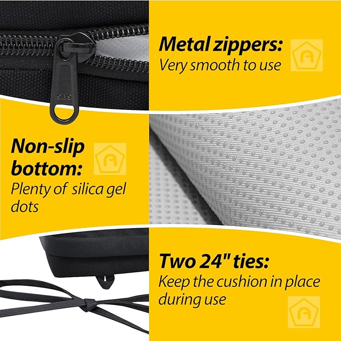 AAAAAcessories Outdoor Seat Cushions for Chairs, Waterproof, Fade-Resistant Patio Furniture Replacement Cushions, 18.5" x 16" x 3", Set of 4, Black