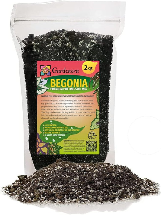 Elevate Your Space with Gardenera's Organic Potting Mix - Tailored for Thriving Begonia Plants and Vibrant Flowers - 2 Quart, MAIN-BEGONIA-2QT