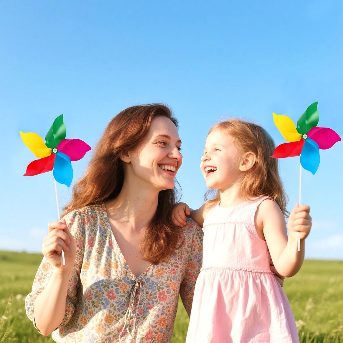 NOVWANG 20 Pack Rainbow Pinwheels, Kids' Party Gifts Flower Wind Spinners, DIY Windmill Crafts, Festival Birthday Colorful Outdoor Decorations for Garden, Lawn, Yard, Patio, Camping, Park