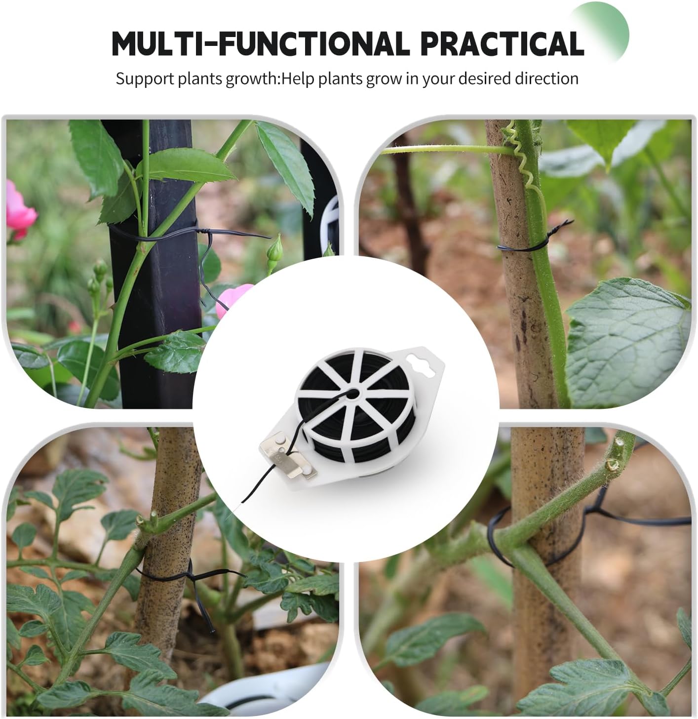 (2 Reels) Garden Wire, Twist Ties Heavy Duty with Cutter 328 Ft Multi-Function Black Coated Tape to Support Plant Tie Up Bags for Home Office Black(328 Feet / 100 m)