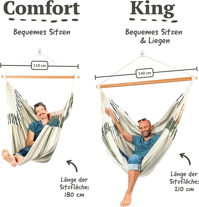 LA SIESTA® - Large Comfort Domingo Hammock Swing Chair & CasaMount - Weather & Tear Resistant Hanging Chair - Outdoor Indoor Hammock Chair w/Suspension Kit for Walls Ceilings Square Beams - Cedar