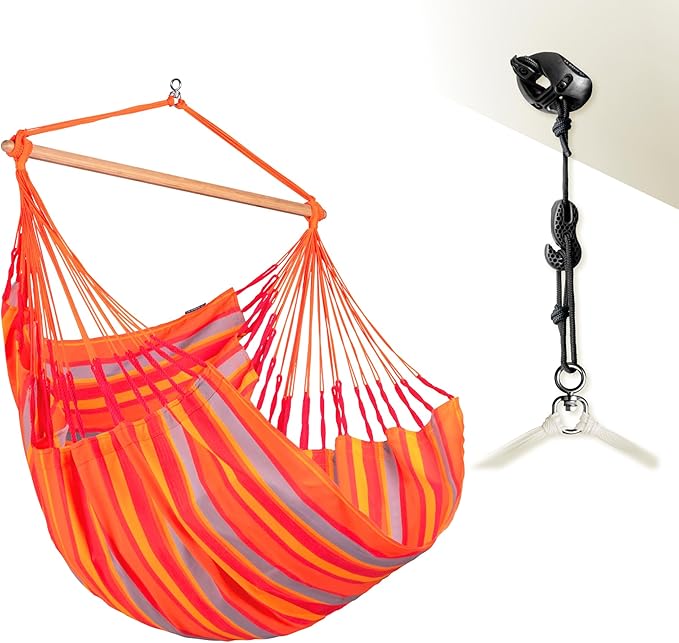 LA SIESTA® - Large Comfort Domingo Hammock Swing Chair & CasaMount - Weather & Tear Resistant Hanging Chair - Outdoor Indoor Hammock Chair w/Suspension Kit for Walls Ceilings Square Beams - Toucan