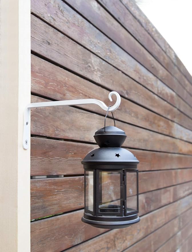 Mkono Hanging Plant Bracket 10 inch Metal Wall Plant Hook Decorative Plant Hanger for Bird Feeders, Planters, Lanterns, Wind Chimes, Home Decor Indoor Outdoor 2 Pack, White