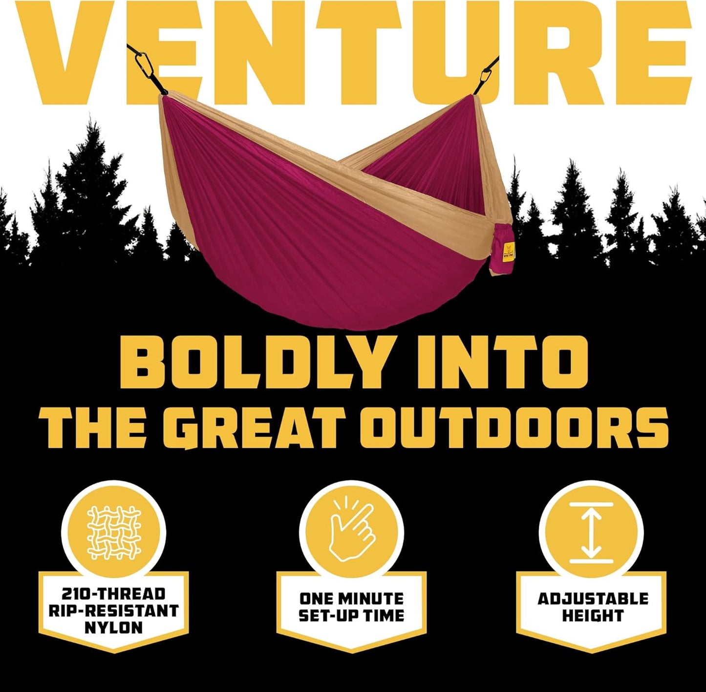 Wise Owl Outfitters Camping Hammock – 500lbs Portable Hammock with Tree Straps - Travel, Backpacking, Hiking, Outdoors Camping Gear - Single or Double