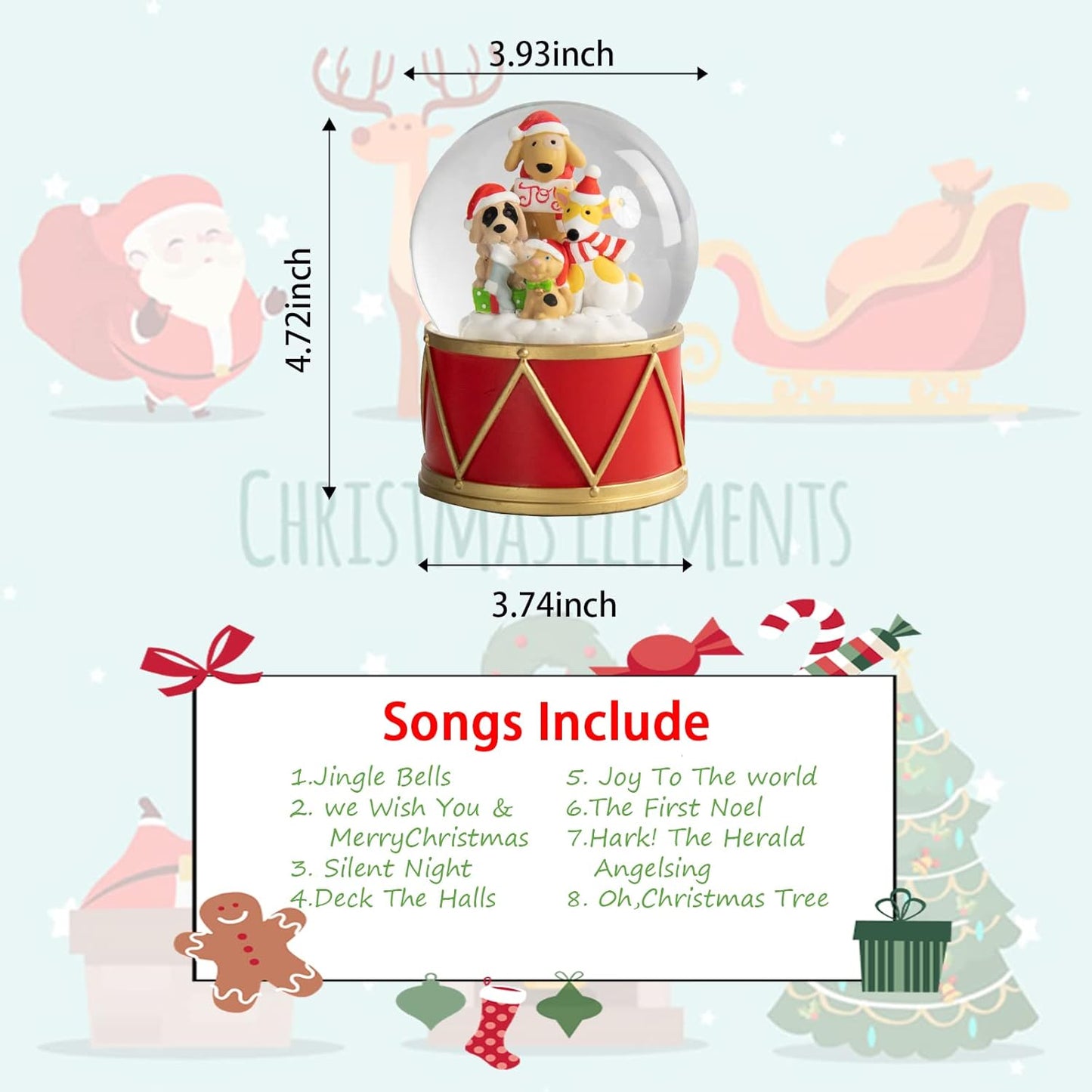 MUMTOP Snow Globe, Christmas Snow Globes, Snow Globes for Kids, Puppy Christmas Lanterns Music Box with 6 Color Changing LED Lights Christmas Birthday Gift