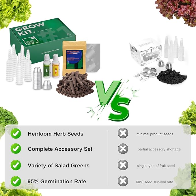 inbloom Salad Green Seed Pod Kit for AeroGarden, Ahopegarden, GARDENCUBE, MUFGA, 12 Pods (350+ Seeds with American Fast/Paris Island/Buttercrunch Lettuce, Swiss Chard, Spinach, Cauliflower, Cabbage)