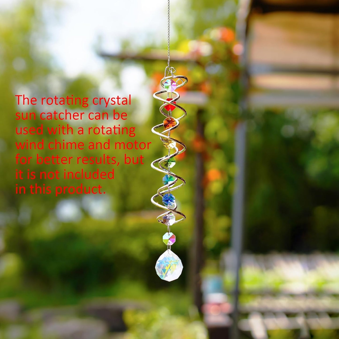 H&D HYALINE & DORA Sun Catchers for Windows,Crystal Sun Catcher with Seven Chakra Beads,Decorative Wind Spinner Tail Suncatcher for Indoor Christmas Decoration 20.5in