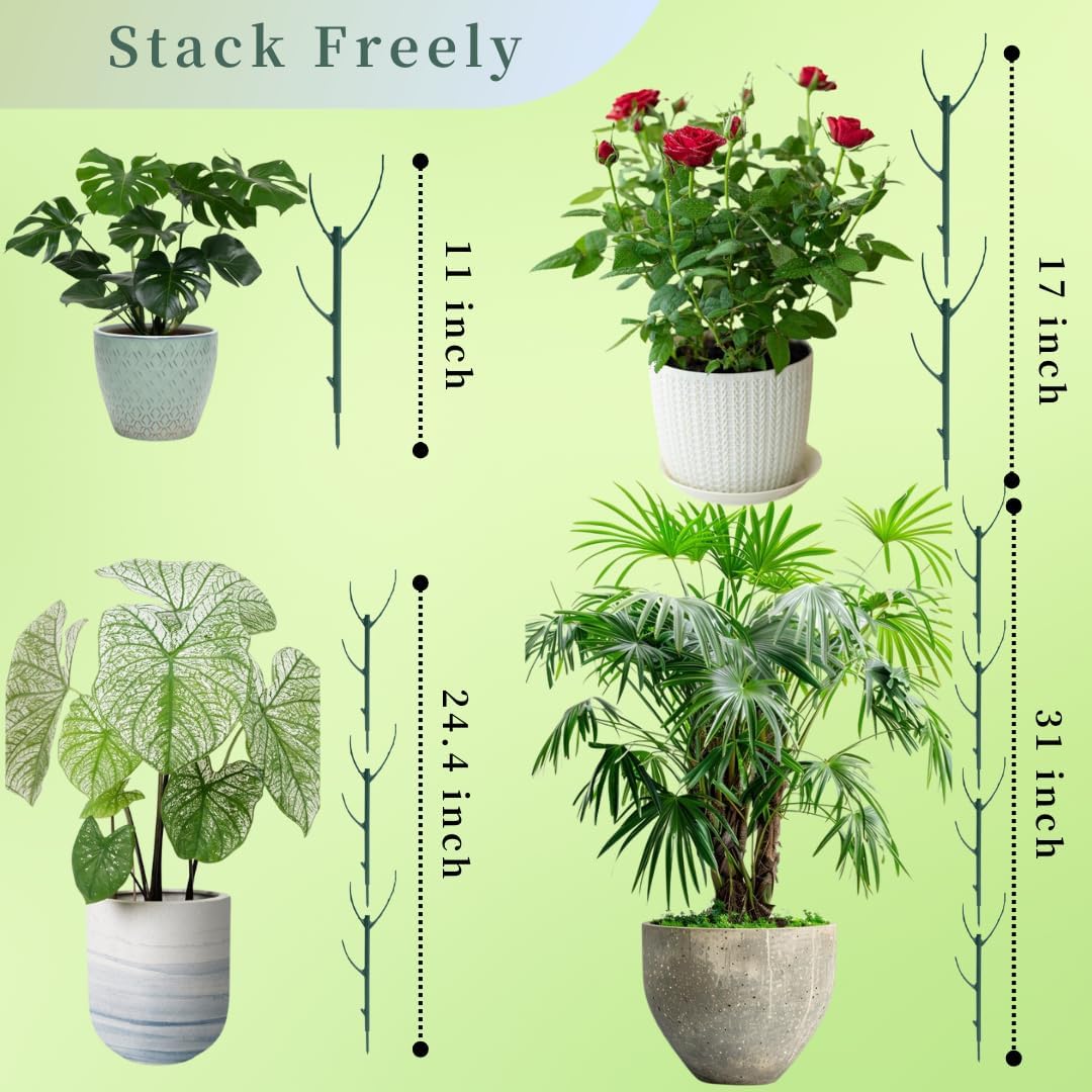 5 Pack Stackable Monstera Plant Support Stakes, 38inch Climbing Garden Plant Support Sticks Structures for Indoor Outdoor Plants Alternative to Moss Pole