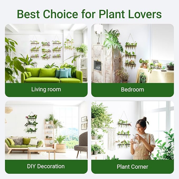 Ivolador Hanging Plant Propagation Tubes,3 Tiered Wall Hanging Terrarium Flower Planter Vase for Hydroponic Plants Cutting Home Office Garden Decor Plant Lover Gift
