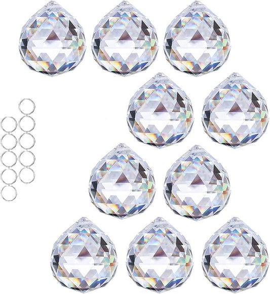 40mm 10Pack Crystal Ball Prism 1.57 Inch Decorative Ball for Chandelier Window Suncatcher Rainbow Maker