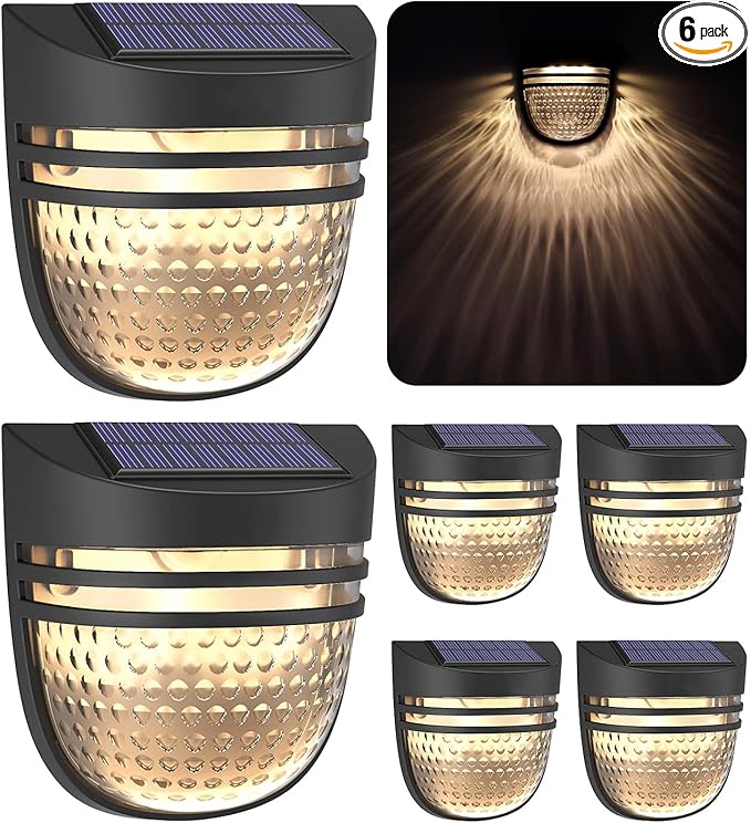 Outdoor Solar Wall Lights, Solar Fence Lights, Solar Garden Lights, Solar Lights, Day/Night Sensor, Solar Conversion Rate 20%, Outdoor for Garden, Path, Stairs, Patio, Pool