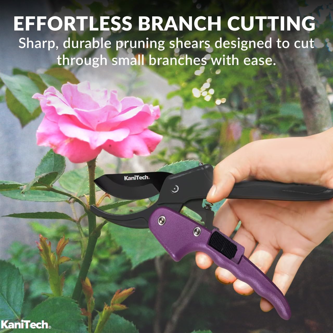 Pruning Shears for Gardening with Gloves - Heavy Duty Garden Shears, Aluminum Hand Pruners with TPR Grip Handle, 8 inch 3.55mm Thick Blade - for Branches, Flowers & Plants (Purple)