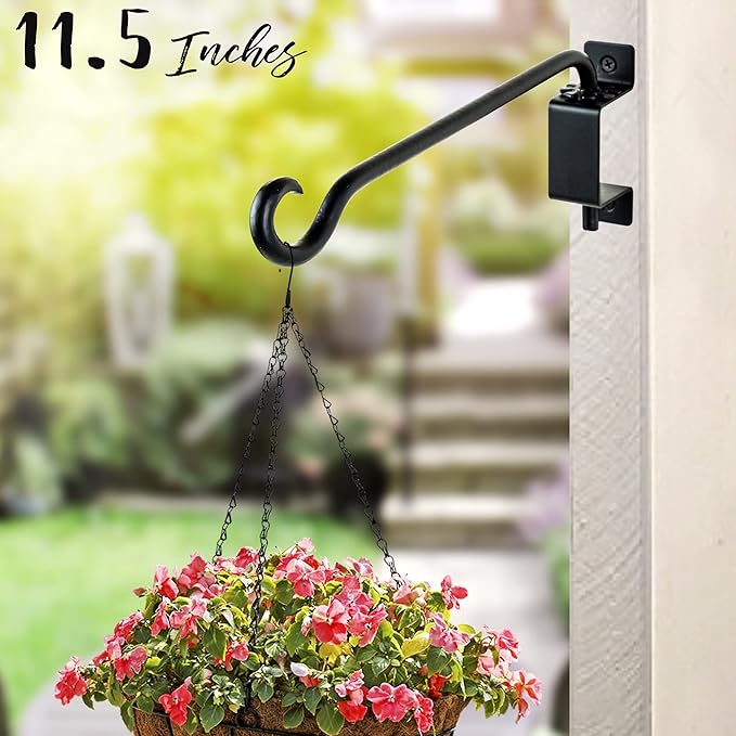 Qiang Ni Swivel Plant Hanger Bracket: Bird Feeder Hanger for Outdoor Wall Mount (12 - B, 12 Inch)