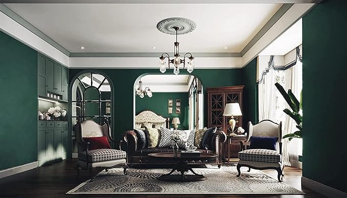 Dimoon 394''x17.7'' Dark Green Peel and Stick Wallpaper Contact Paper Modern Self Adhesive Wall Paper Removable Renter Friendly Textured Solid Color Cabinet Vinyl Roll (394''x17.7'',Emerald Dark)