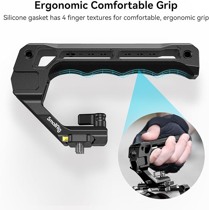SMALLRIG Lightweight NATO Top Handle, Quick Release NATO Grip w/NATO Rail for DSLR Camera Cage, Universal Top Handle with 5 Cold Shoe Adapters - 4345