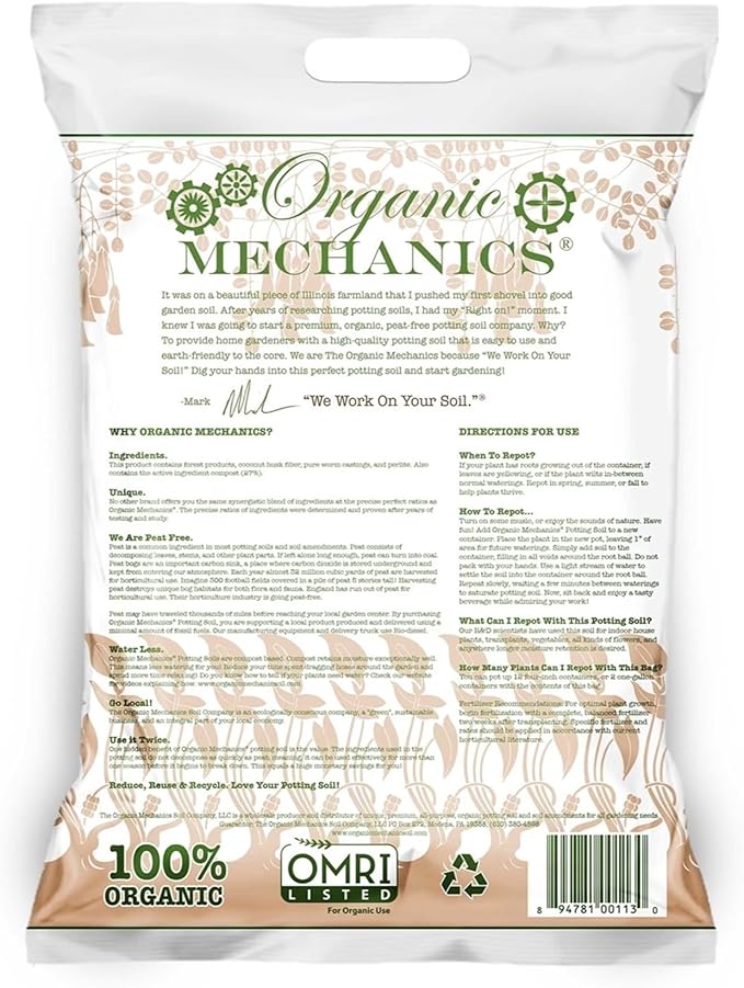 Premium Blend Potting Soil, 8 Quarts – Moisture Retentive with Compost, Aged Pine Bark, Worm Castings, and Perlite for Containers, Transplanting & More – Peat-Free & Eco-Friendly
