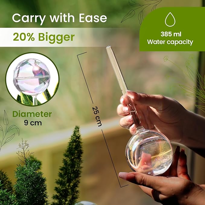 Large 2 Pcs Iridescent Self Watering Globes, Glass Rainbow Plant Watering Globes, Self Watering Planter Insert, Automatic Plant Waterer Indoor, Plant Watering Devices, Plant Water Globe, Watering Bulb