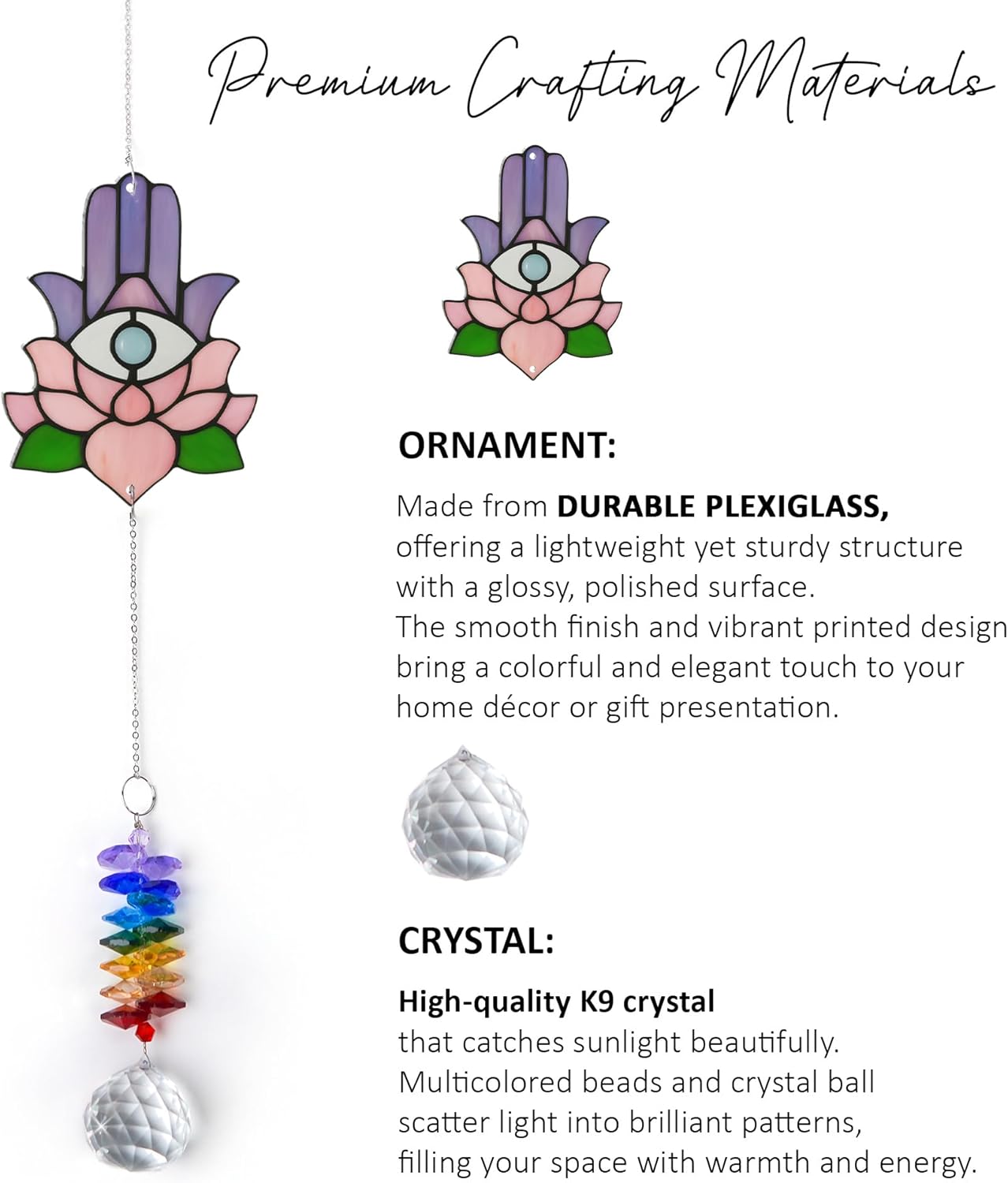 1 Layered Ornament Suncatcher - Hamsa Hand - Spiritual Protection Gift - Hand of Fatima Keepsake - Christmas Birthday Presents for Women, Men - Boho Home Decoration - Protection Hanging Decor