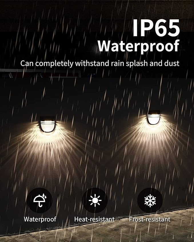 Outdoor Solar Wall Lights, Solar Fence Lights, Solar Garden Lights, Solar Lights, Day/Night Sensor, Solar Conversion Rate 20%, Outdoor for Garden, Path, Stairs, Patio, Pool