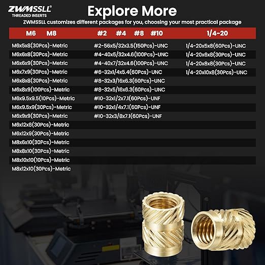 M1 Heat Set Threaded Inserts,200 Pieces Heat Set Insert for 3D Printing Components and Plastic Parts,M1.0x1.8x2mm Brass Knurled Nuts