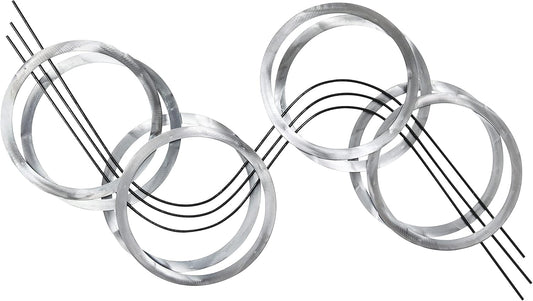 Empire Art Direct "Flowing Wall Art Hand Painted Etched Metal Wall Sculpture,Ready to Hang,Living Room,Bedroom & Office 46.9" x 25.2" x 1.2", Grey,metallic