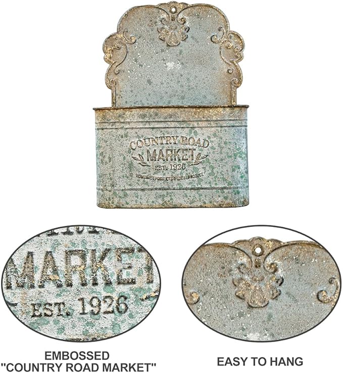 All Chic Metal Wall Planter Wall Mount Planter Wall Metal Hanging Planter Wall Vases for Flowers Planters for Outdoor Plants for Farmhouse Wall Decor (Rustic)