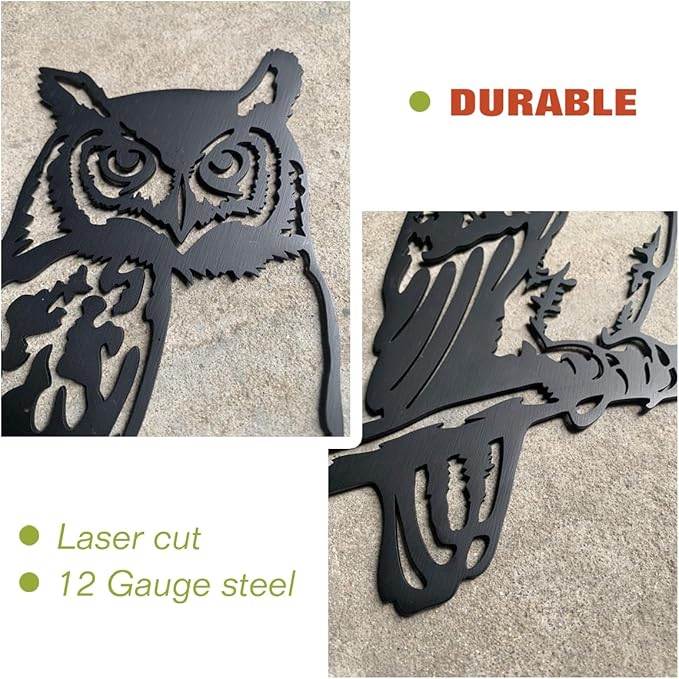 Owl Garden Decor Metal Birds Yard Decor Owl Wall Decor Gifts Wall Art Metal Owl Outdoor Christmas Garden Decor Yard Art Outdoor Tree Decor Garden Silhouette,Metal Art for Outside