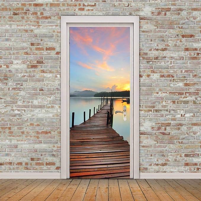 3D Door Stickers Murals - Peel and Stick Wallpaper - Self-Adhesive Decals - Removable PVC Waterproof - Bedroom, Living Room - 37.4" x 82.7"