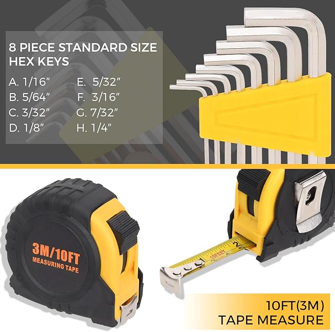 WGGE 39-Piece Home Tool Set/Hand Tool Set – Durable Household Hand Tool Kit with Hammer, Screwdrivers, Pliers, Wrench, Hex Keys & More – Compact Storage Case for Home Repairs, DIY & Maintenance