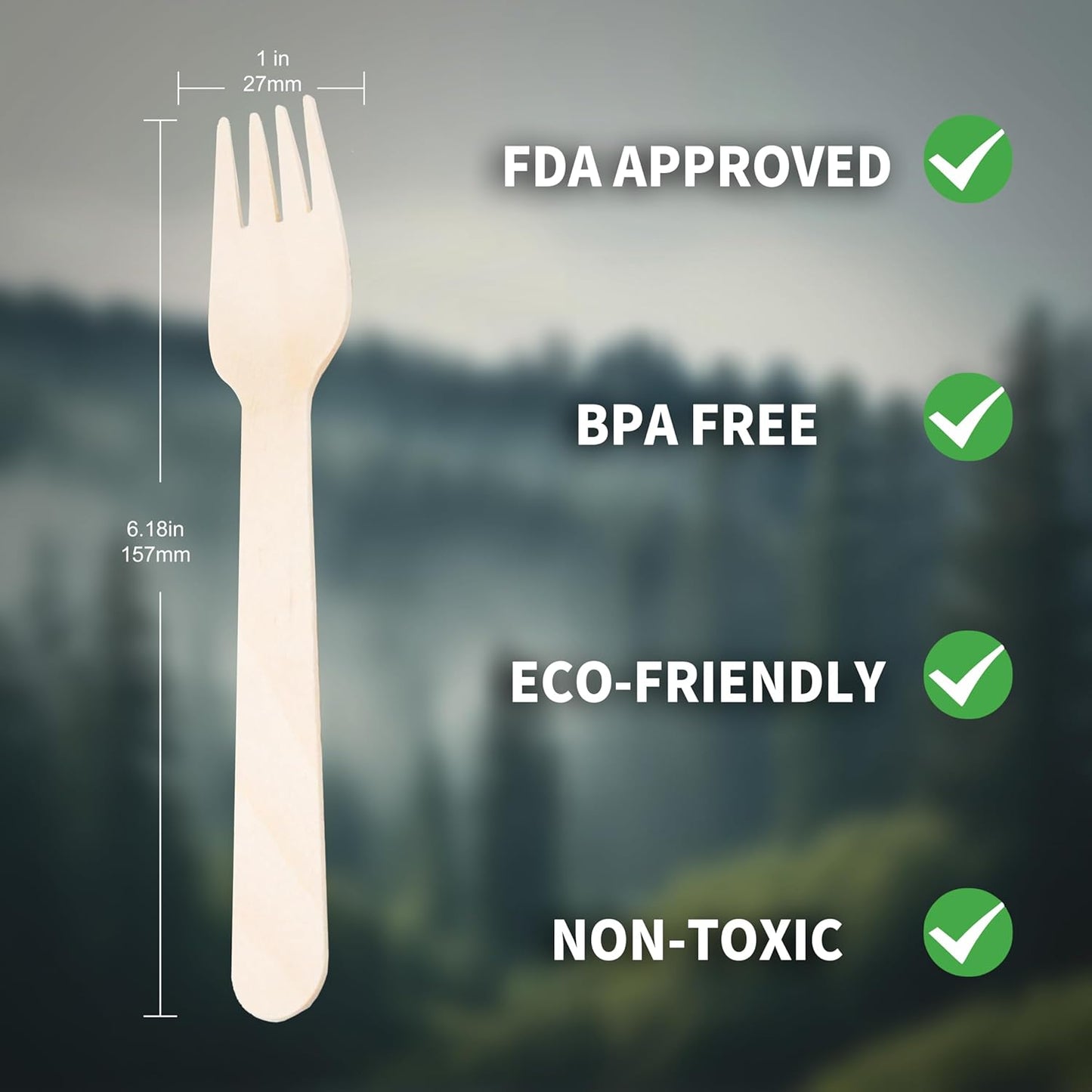 Disposable Wooden Forks – 360 Pcs Compostable Wooden Forks, Biodegradable Eco-Friendly Utensils Alternative to Plastic Cutlery for Parties, Weddings, Events & Camping