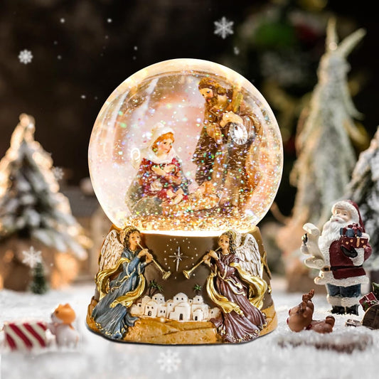 MUMTOP Nativity Snow Globe-Christmas Snow Globes - Nativity Scene Musical Snowglobe Music Box Color Changing LED Lights Birthday Gift Decor for Kids Girls and Adults