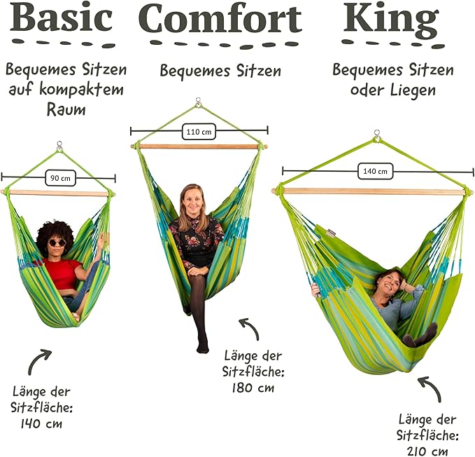 LA SIESTA® - XL King Domingo Hammock Swing Chair & CasaMount - Weather & Tear Resistant Hanging Chair - Outdoor Indoor Hammock Chair w/Suspension Kit for Walls Ceilings Square Beams - Lime