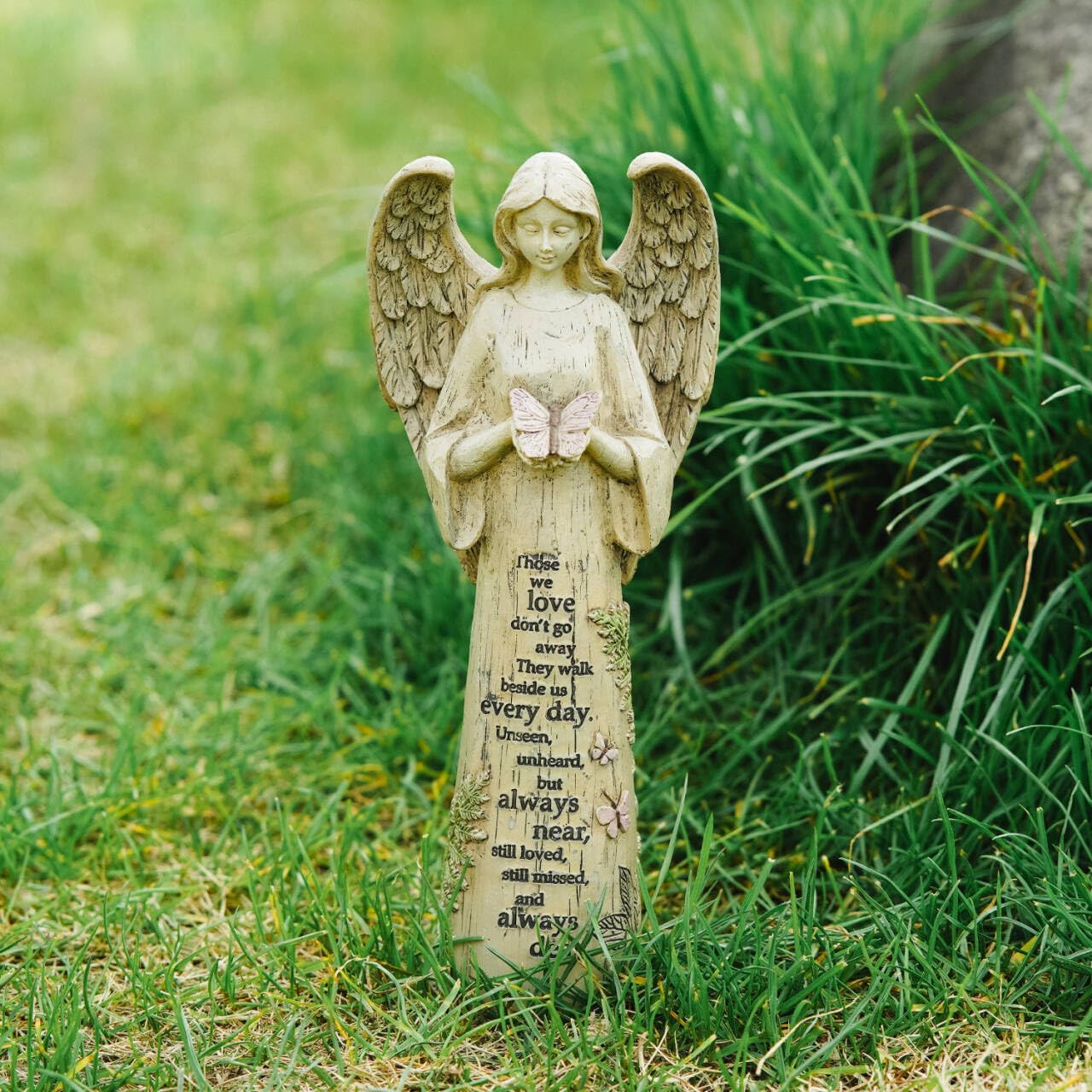 DUSVALLY Angel Statue, Garden Angel Figurines, Outdoor Sculptures and Statues, Praying Angel Resin, Statuary Garden Yard Décor Angel Collectible Sculptures, 10" H, Butterfly